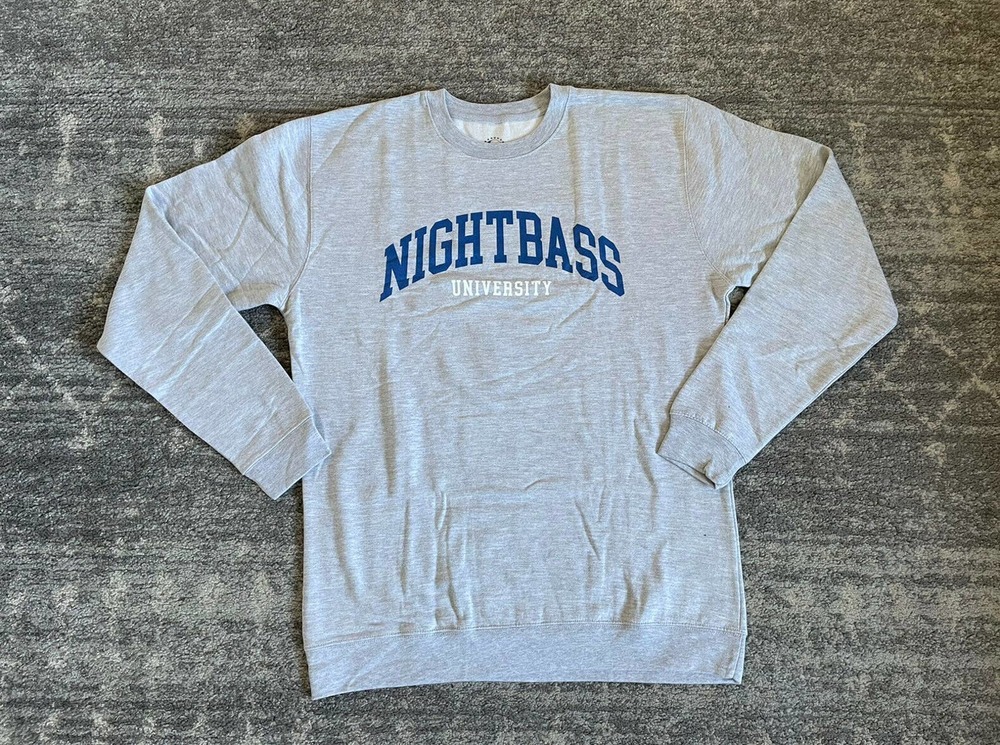 Night Bass University Mens XL Sweatshirt Shorts Set Gray Warm New J9 - Picture 2 of 12